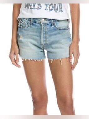 MOTHER Superior denim tomcat kick fray short “true confessions” Size 24
